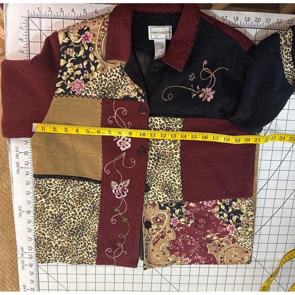 Napa Valley Vintage 90s Floral Animal Block Quilted Button Up Shacket Women M - Picture 8 of 8